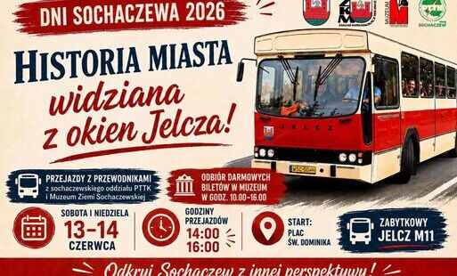 Infografika z informacją o kursowaniu Jelcza M11 w Dni Sochaczew 2026