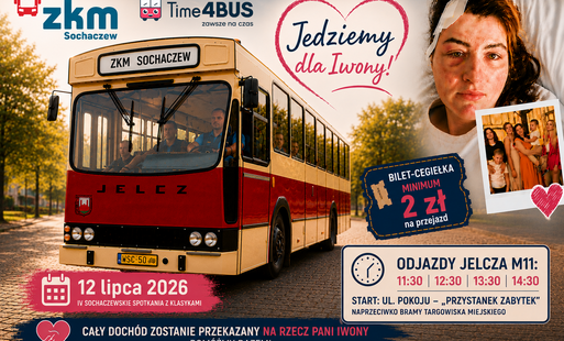 Infografika z informacją o kursowaniu Jelcza M11 podczas IV Sochaczewskiego Spotkania z Klasykami