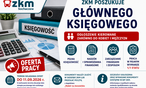 Infografika z ofertą pracy na stanowisko Głównego Księgowego / Głównej Księgowej