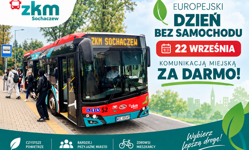 Infografika z komunikatem o damorywch przejazdach 22 września (Dzień bez samochodu)